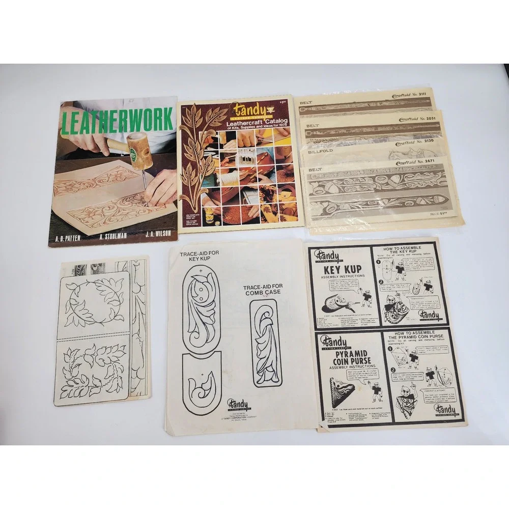 Vintage Tandy Leathercraft 1978 Catalog Leatherwork Book Craftaid Templates Lot